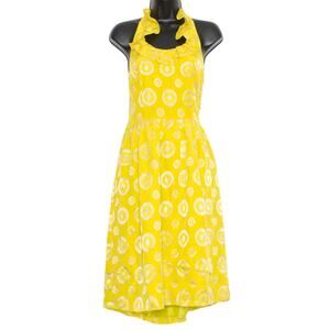 Lauren Moffatt Dress Silk Halter Retro Boho Girly Summer Cottage Yellow Size 4
